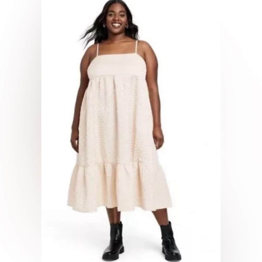 Kika Vargas for Target 3X textured cream goldish babydoll dress